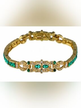HEIDI DAUS EMERALD CRYSTAL GOLD TONED FASHION BRACELET, GREAT MOTHER'S DAY GIFT!